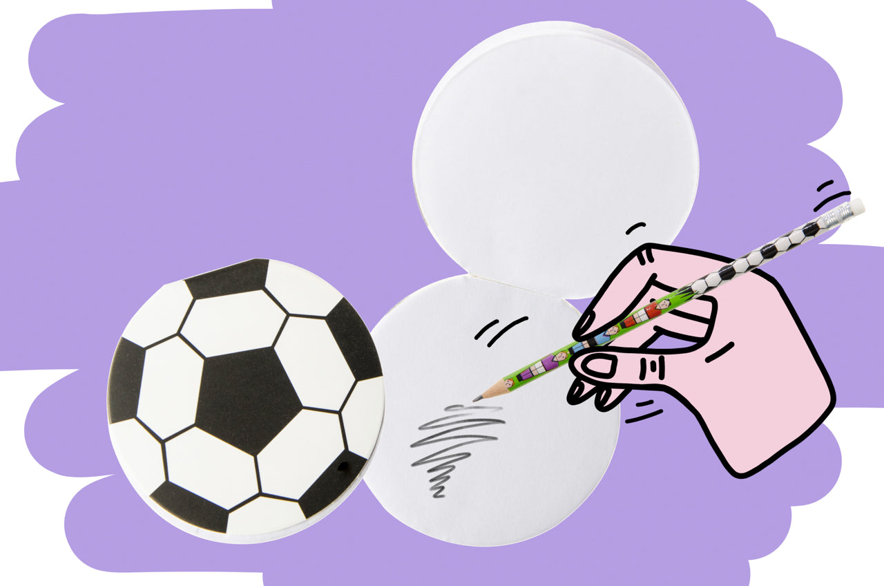 Box of 48 Round Football Design Notebooks 8cm