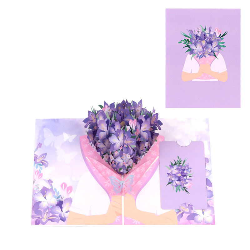 Orchids in Hand 3D Pop Up Greeting Card - Mother's Day Birthday Anniversary