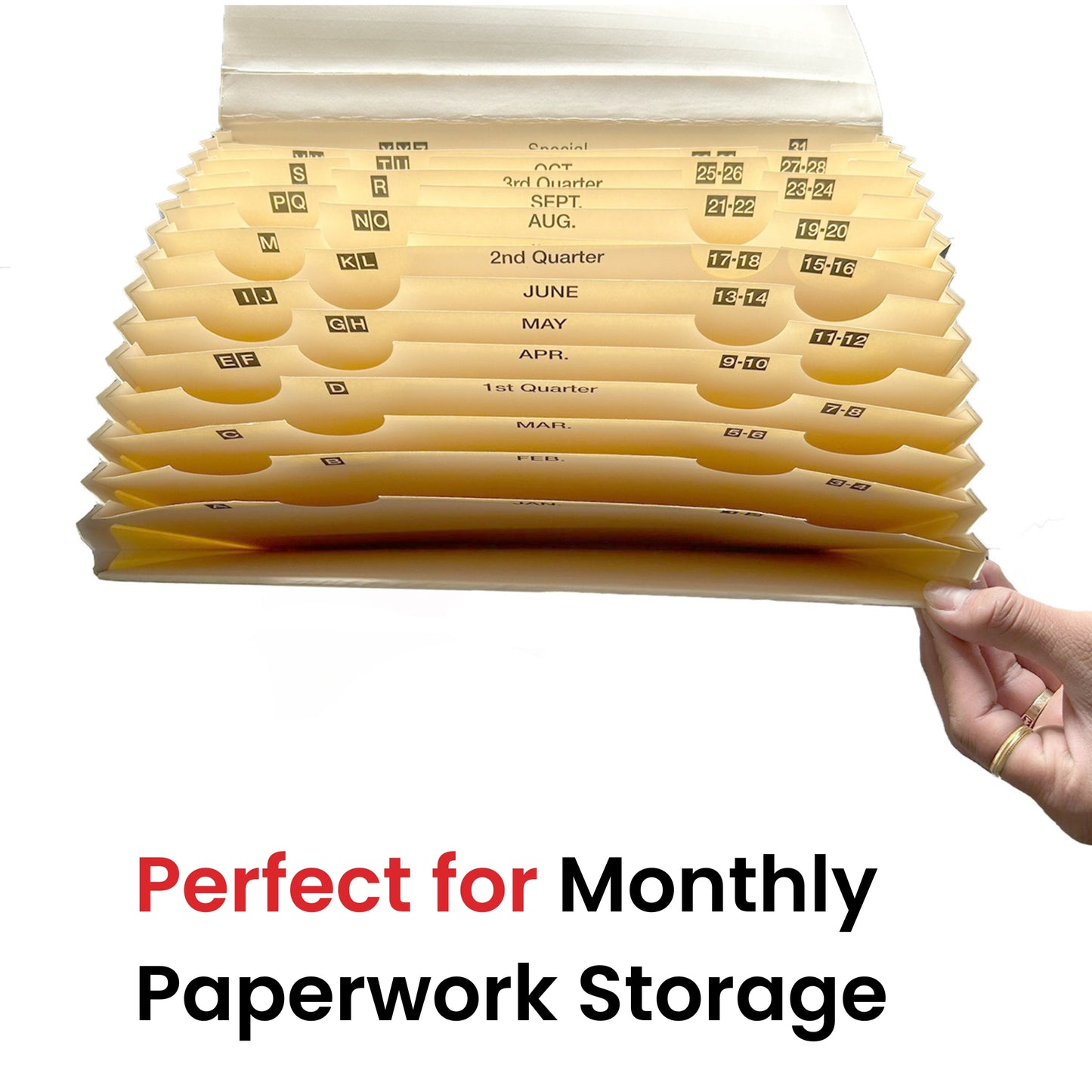 A4 Ivory 15 Pocket Expanding File – Month, Date & A–Z Tabbed Dividers for Organised Multipurpose Document Storage