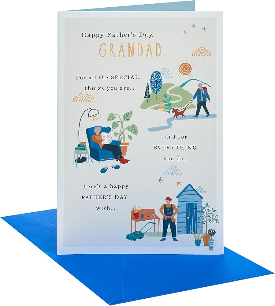 Gardening Walking Reading Design for Grandad Father's Day Card