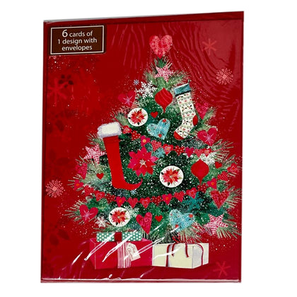 Pack of 24 x 6 Decorating the Christmas Tree' Design Christmas 144 cards 