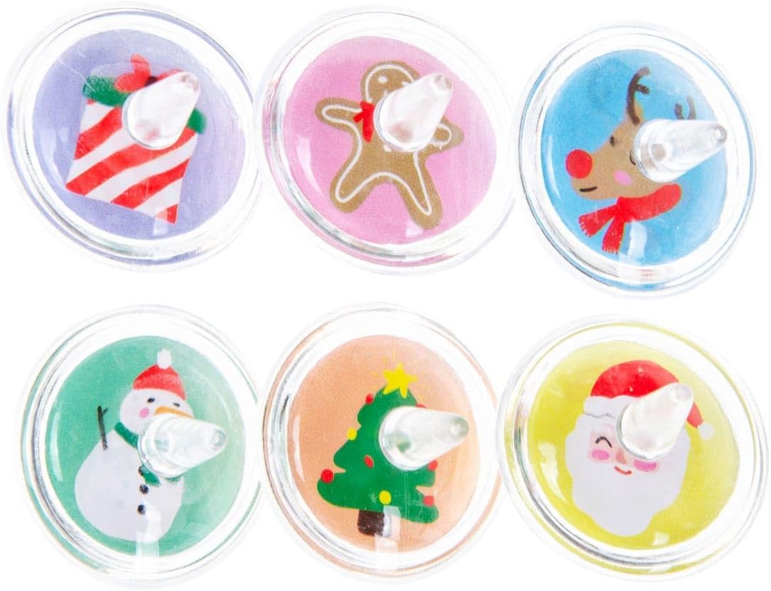 Bag of 12 Christmas Spinning Tops