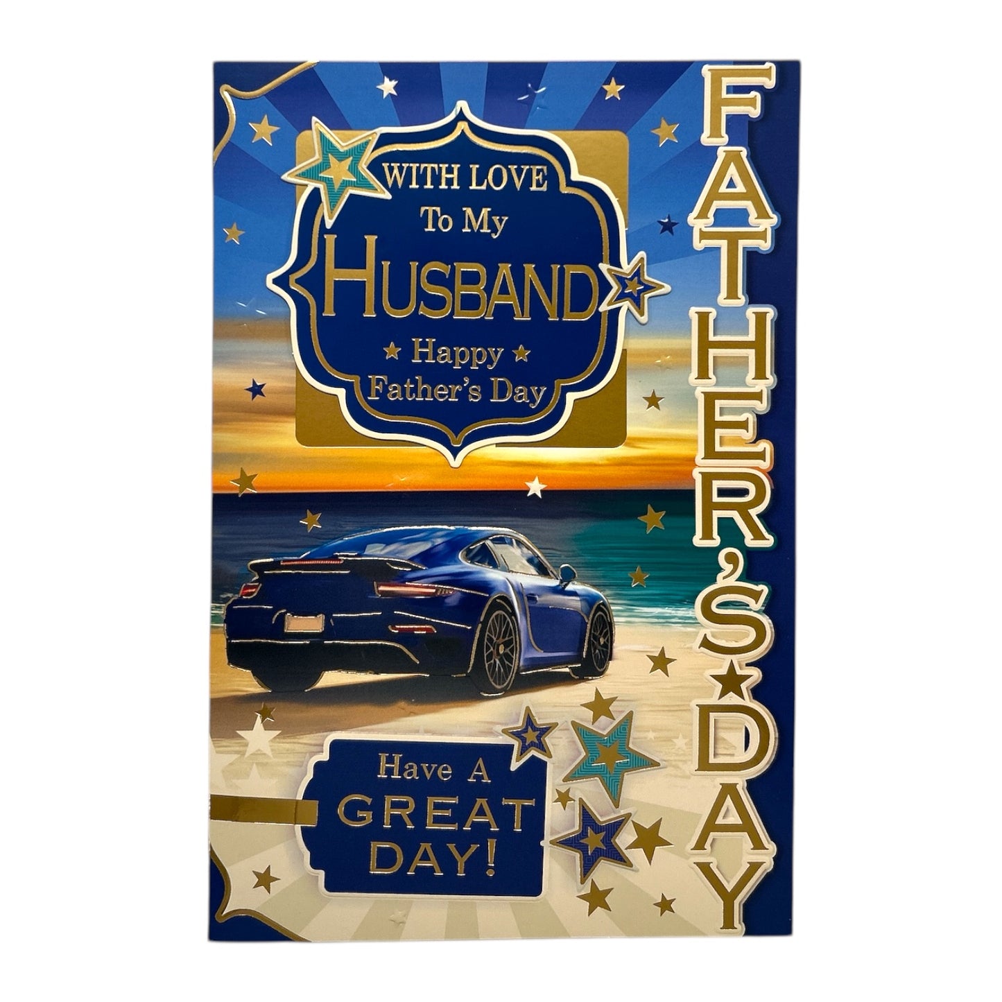 To My Husband Blue Car Design Father's Day Card
