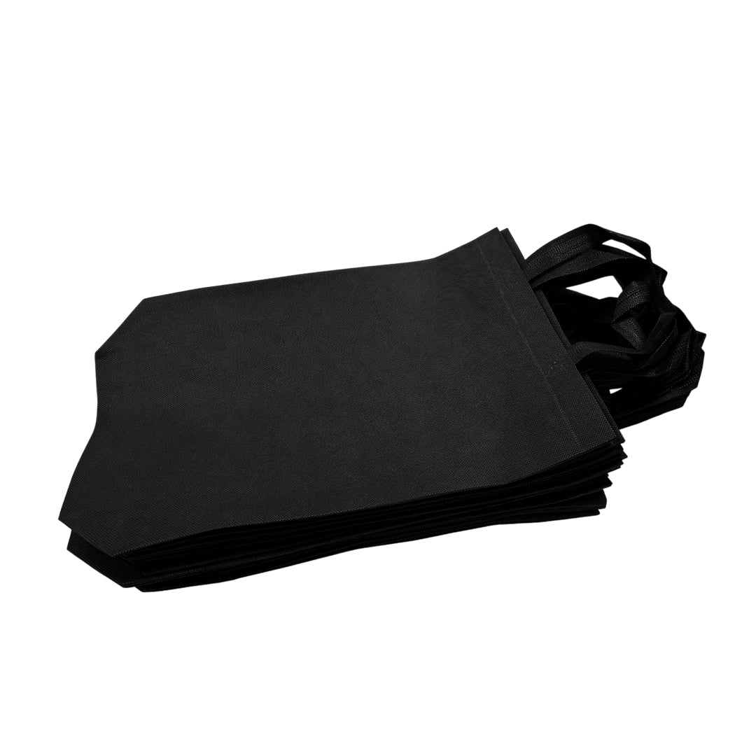 Pack of 100 Black Coloured 25x35x10cm Non-Woven Bags with Handle