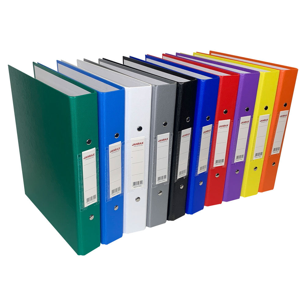 Pack of 10 A5 Green Paper Over Board Ring Binders by Janrax