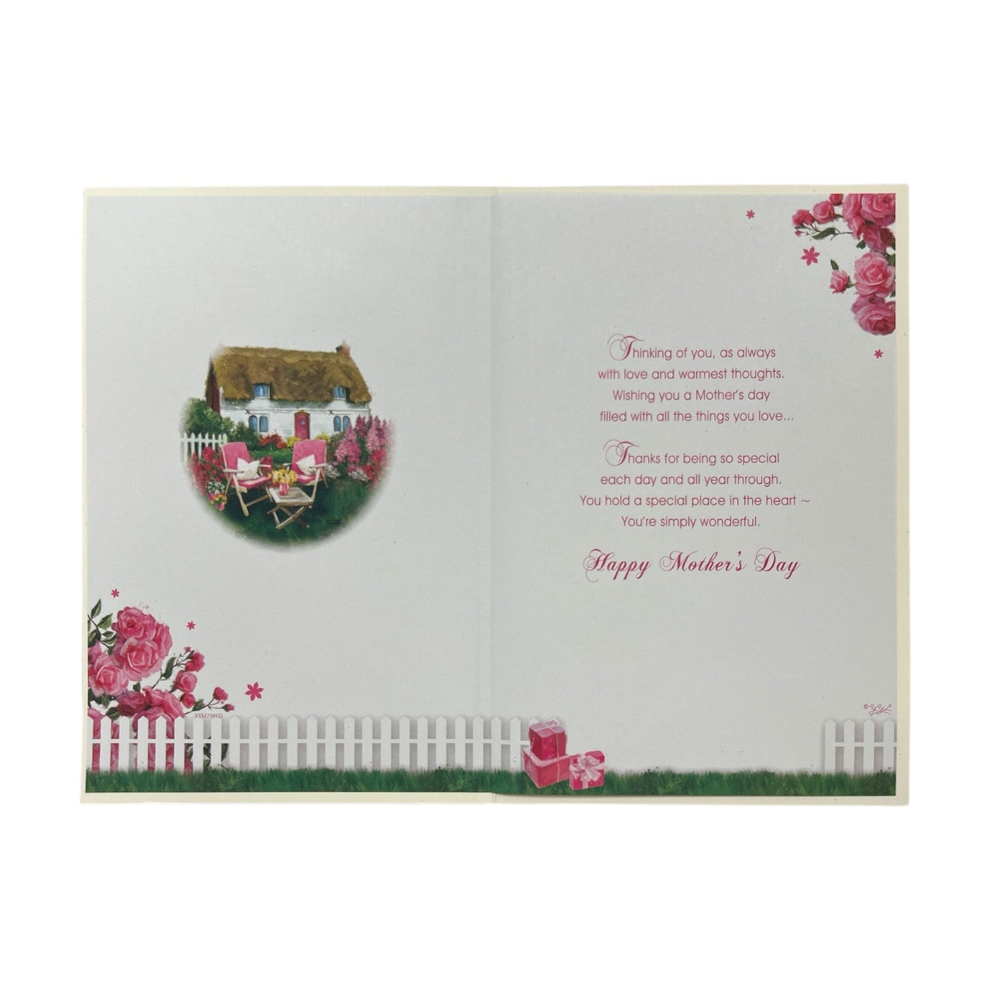 Mothering Sunday Beautiful House and Pink Flowers Design Mother's Day Card