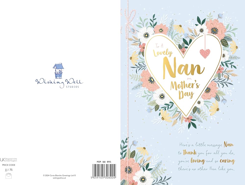 Heart And Flowers Nan Mother's Day Card