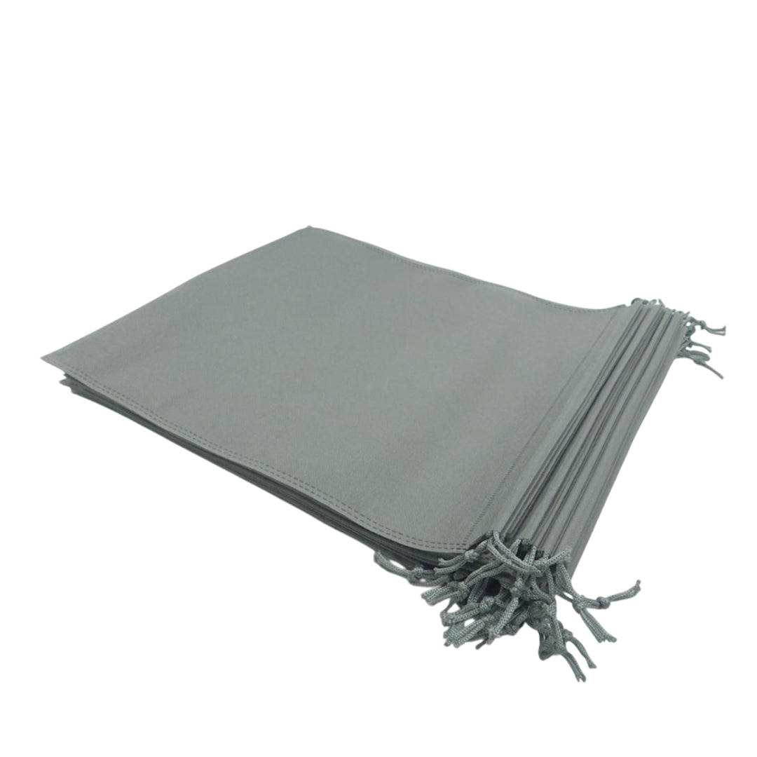 Pack of 100 Grey Coloured 32x22cm Non-Woven Drawstring Bags