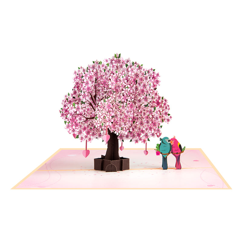 Lovebirds in Romantic Tree Scene Pop Up Card
