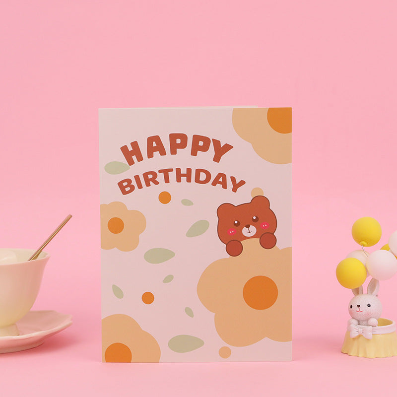Joyful Bear 3D Pop Up Birthday Card - Kids Soft Plush Adults Greeting