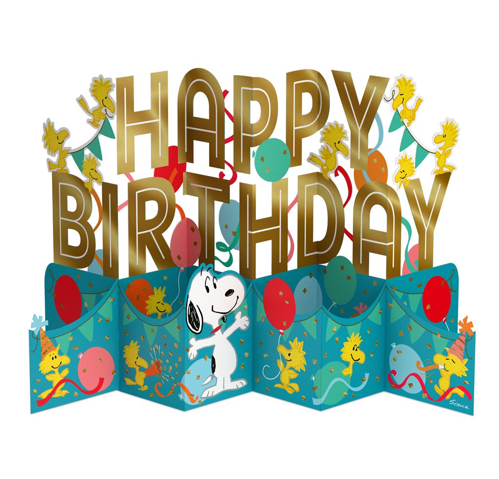 Banner Design Peanuts Snoopy 3D Pop Up Happy Birthday Card