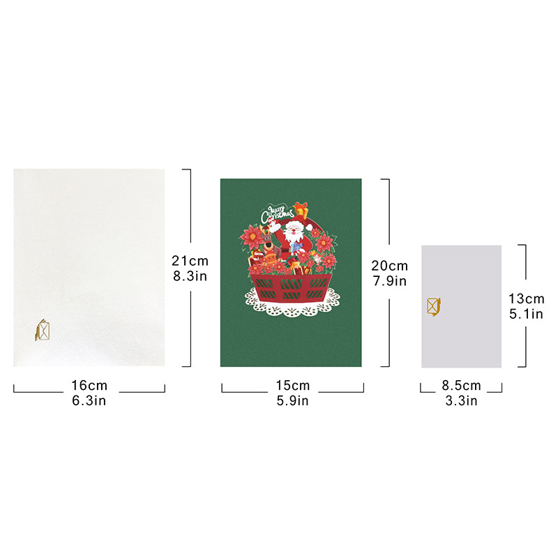 Festive Basket with Santa & Holiday Decor 3D Pop Up Christmas Card