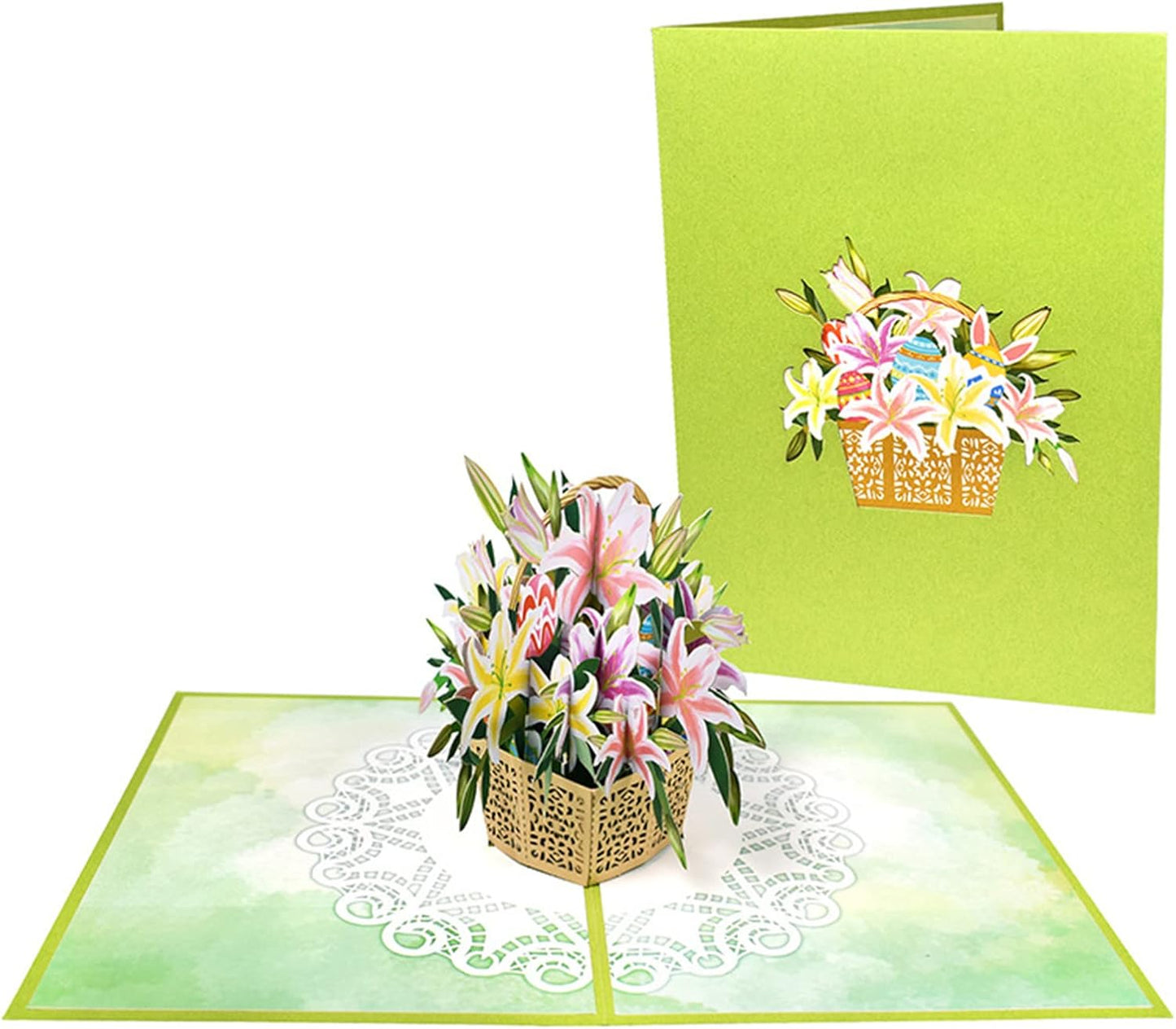 Colorful Lily Basket 3D Pop Up Easter Card