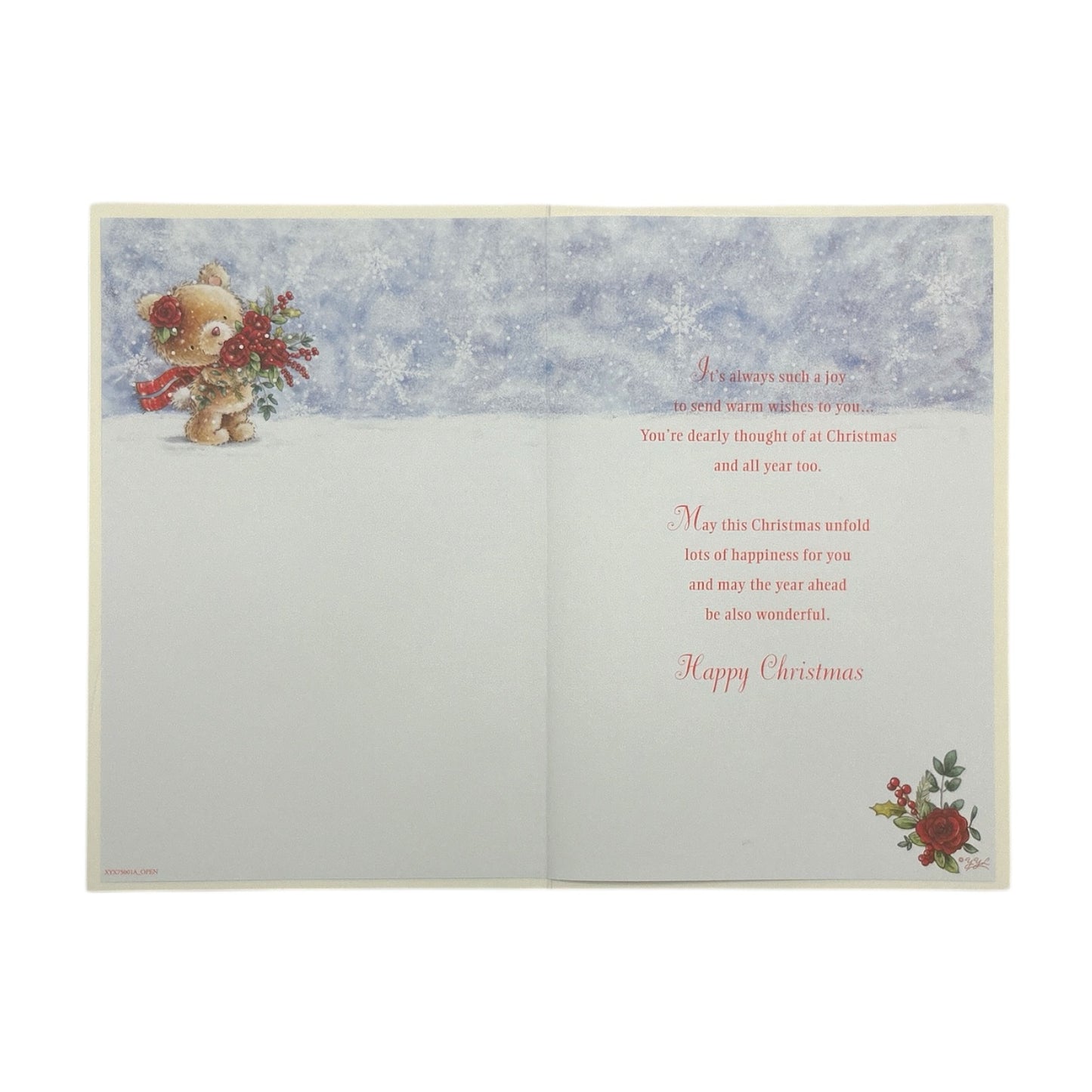 Great Grandma Teddy and Festive Flowers Christmas Card