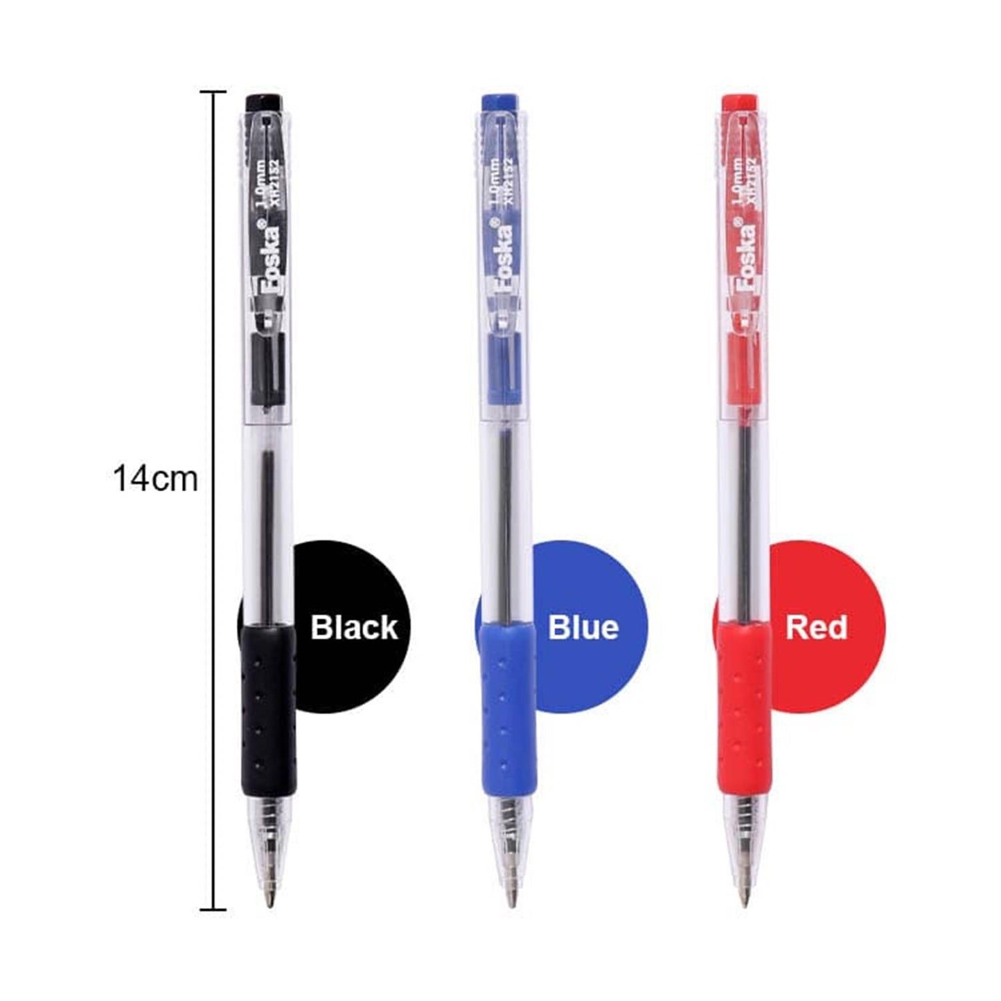 Pack of 12 Retractable Design Rolling Black Ball Pens