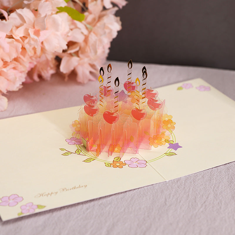 Orange Crystal Cake 3D Pop Up Birthday Card