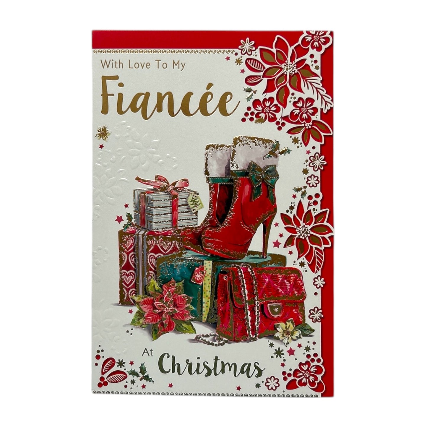 With Love to My Fiancee Shoes and Purse Design Christmas Card