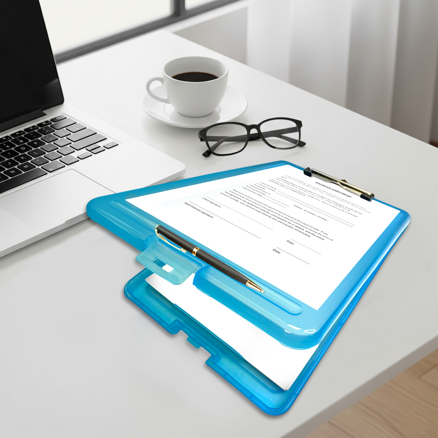 A4 Green Clipboard Box File - Storage Filing Case