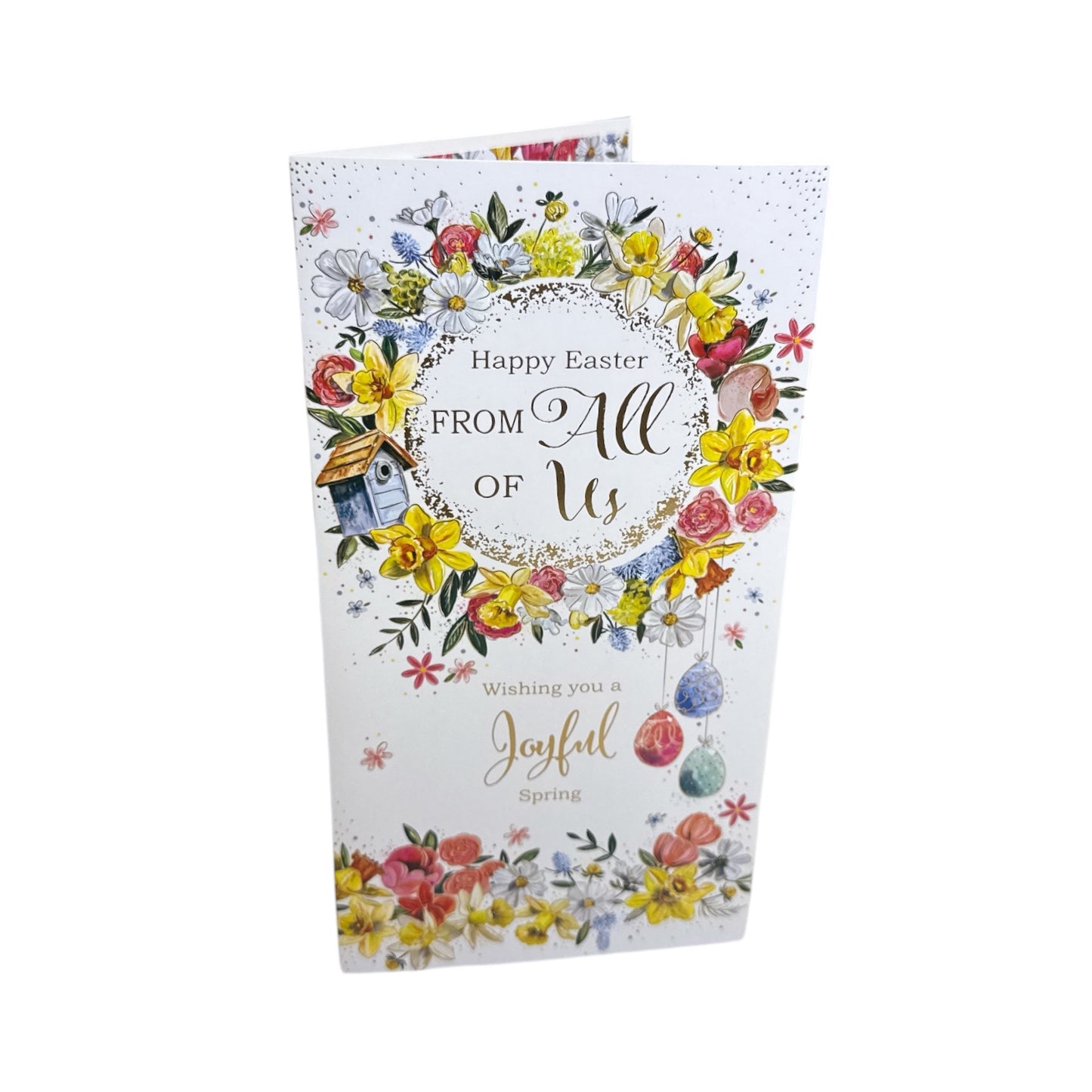 From All Of Us Spring Flowers Wreath Design Easter Card