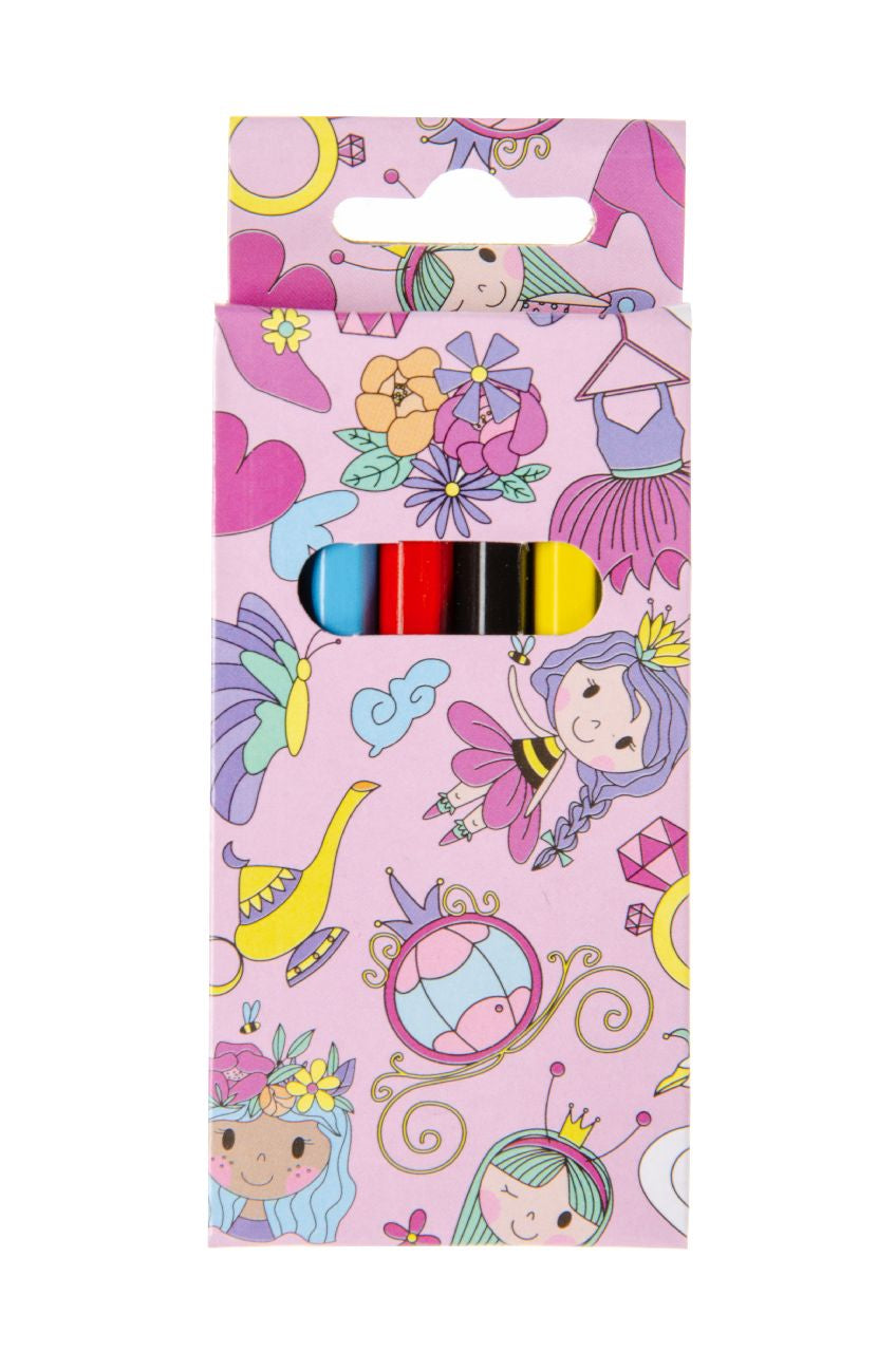 12 Pack of 6 Pieces Princess Colored Pencils 9cm