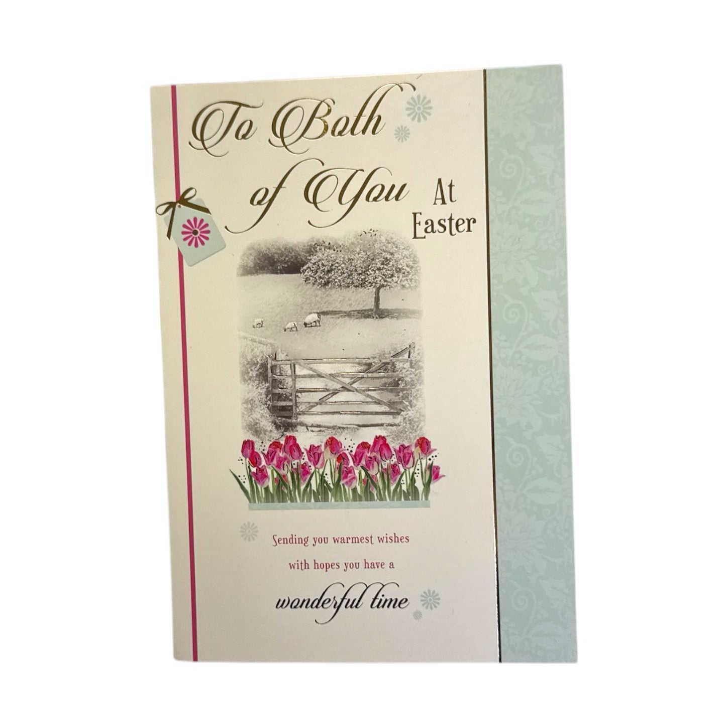 To Both Of You Wonderful Time Pink Tulips Design Easter Card