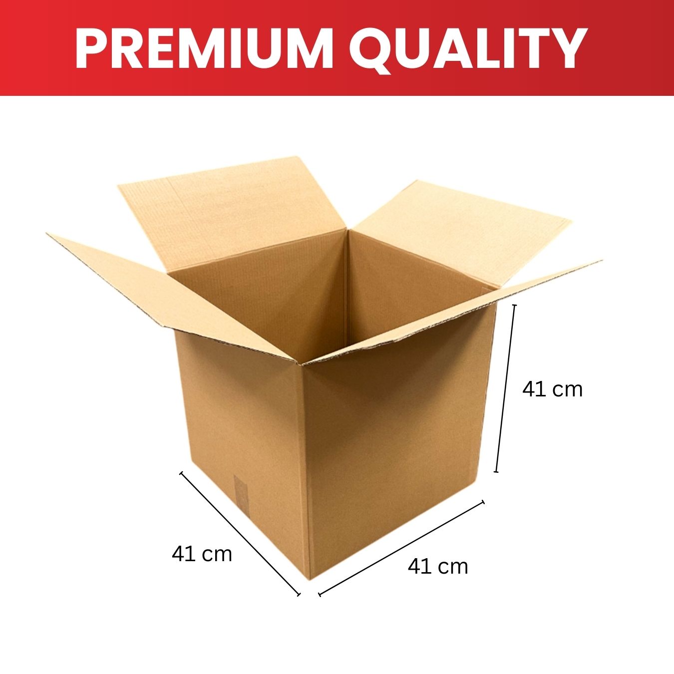 Pack of 10 Cardboard Packing Boxes 41x41x41cm — 3mm Corrugated Flute