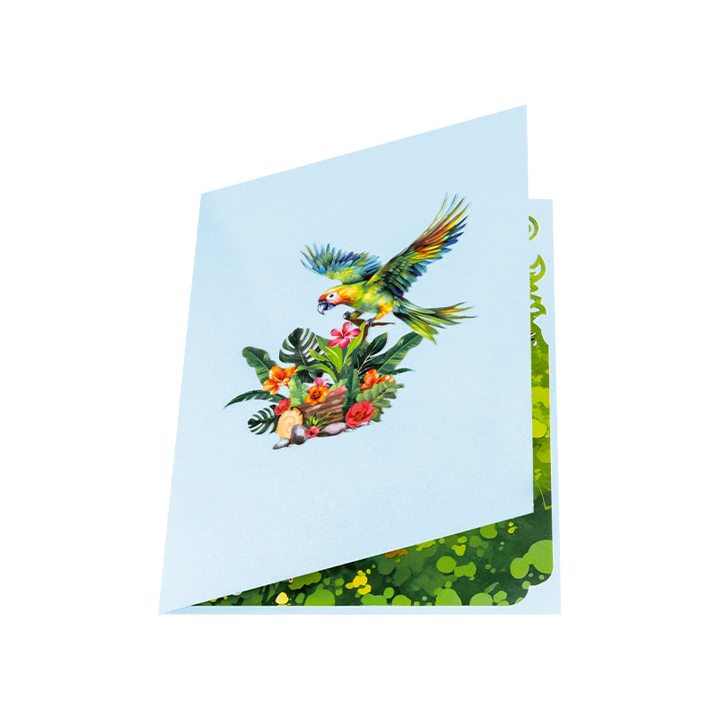 Exotic Wishes Parrot in Bloom 3D Pop Up Greeting Card