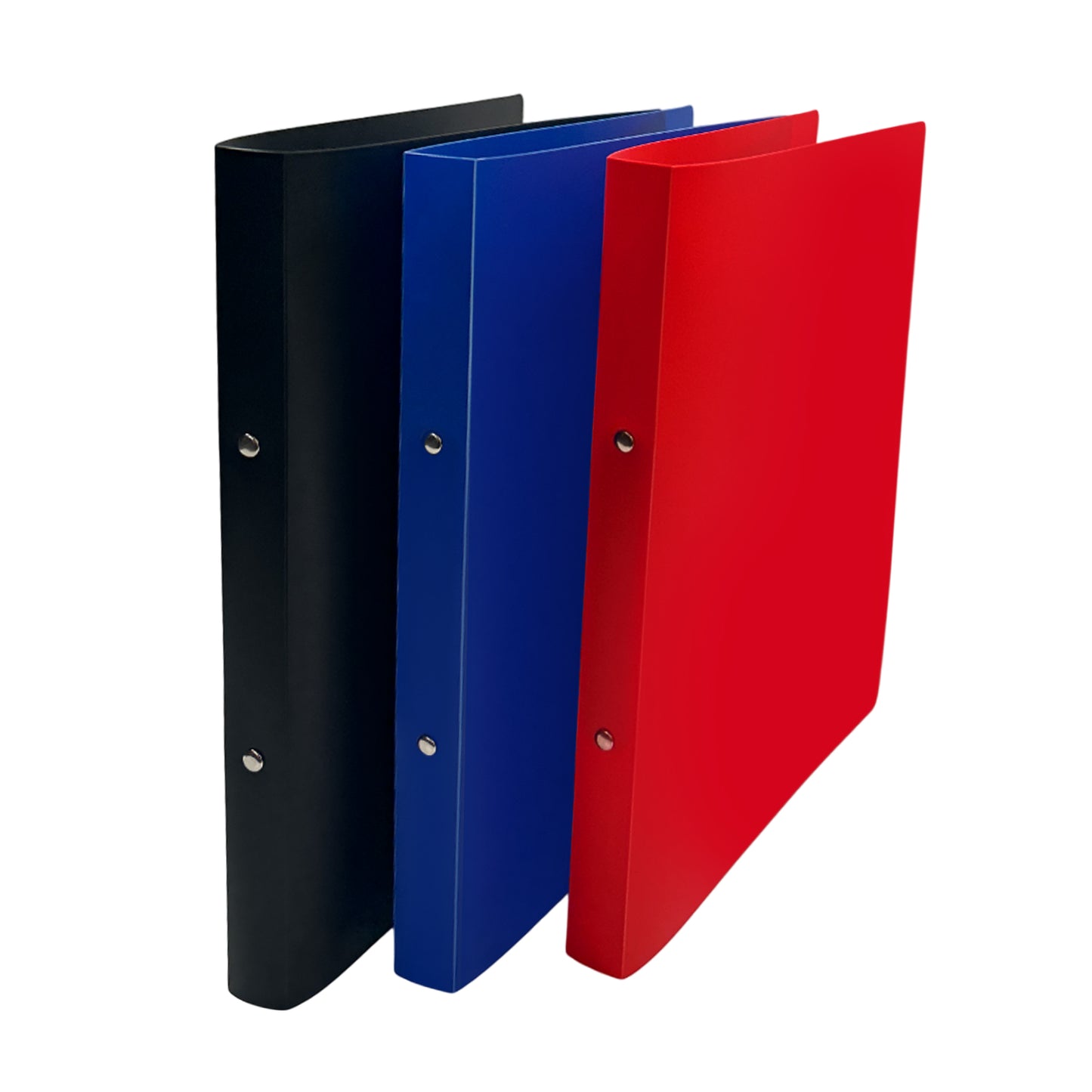 Pack of 3 A4 PP Ring Binders – 25mm Spine, 2 O-Ring Mechanism, 700 Micron Durable Cover – Red, Blue, Black
