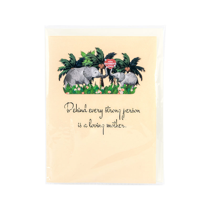 Elephants in Green Foliage Scene Celebrating Mother’s Day 3D Pop Up Card