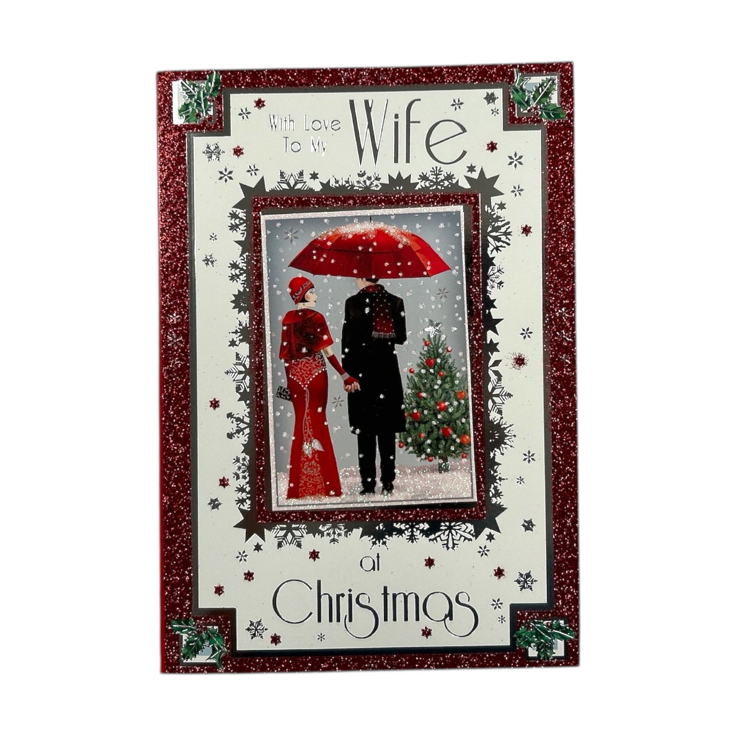 To Wife Lovely Couple With Snowy Scene Design Christmas Card
