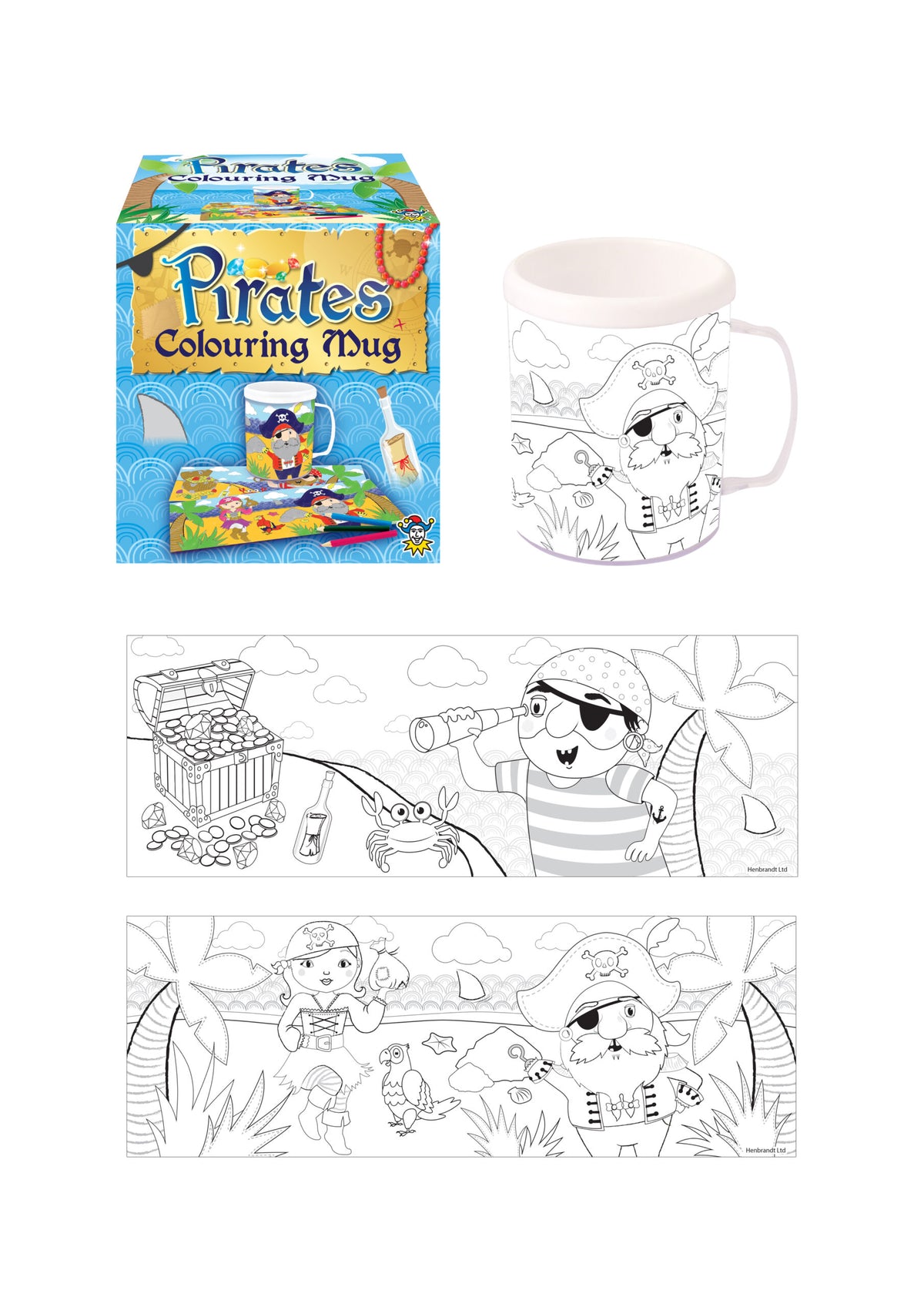 Pack of 6 Colour Your Own Pirate Mugs (300ml)