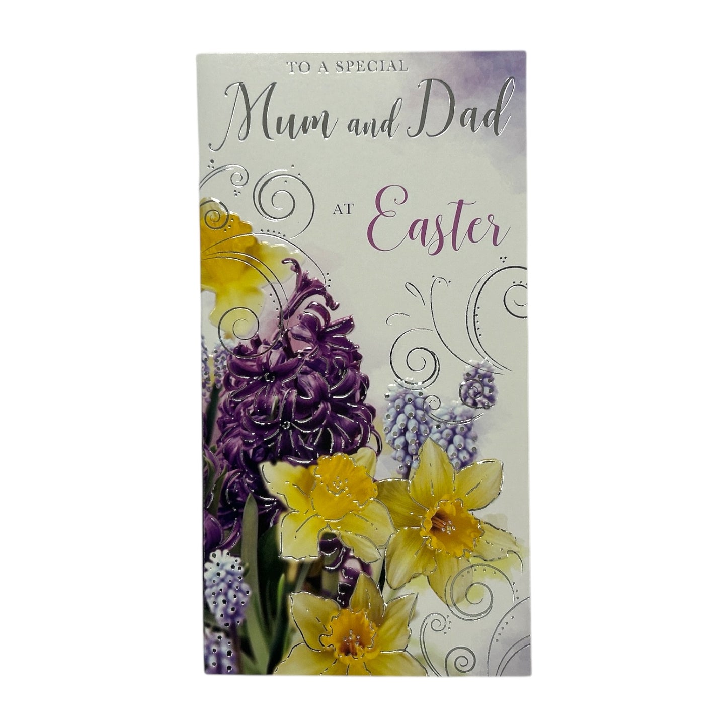 Mum And Dad Lilac And Daffodils Flowers Design Easter Card