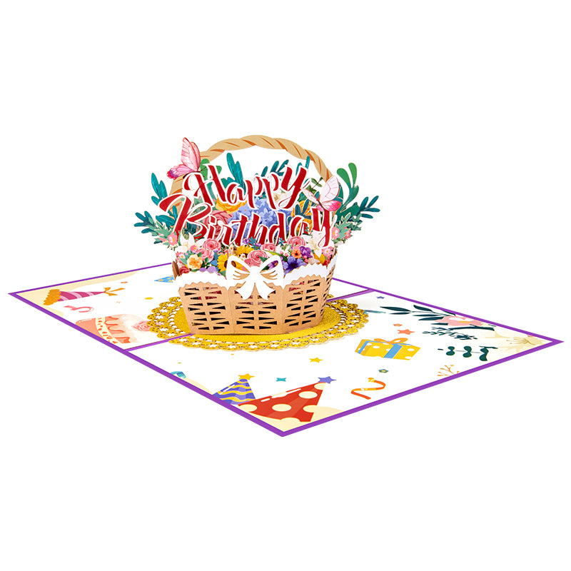 Bloom & Cheer 3D Birthday Basket Pop Up Greeting Card
