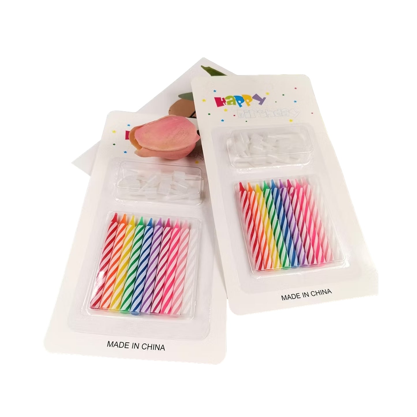 Pack of 10 Multicolor Spiral Candles With Thread Pillar