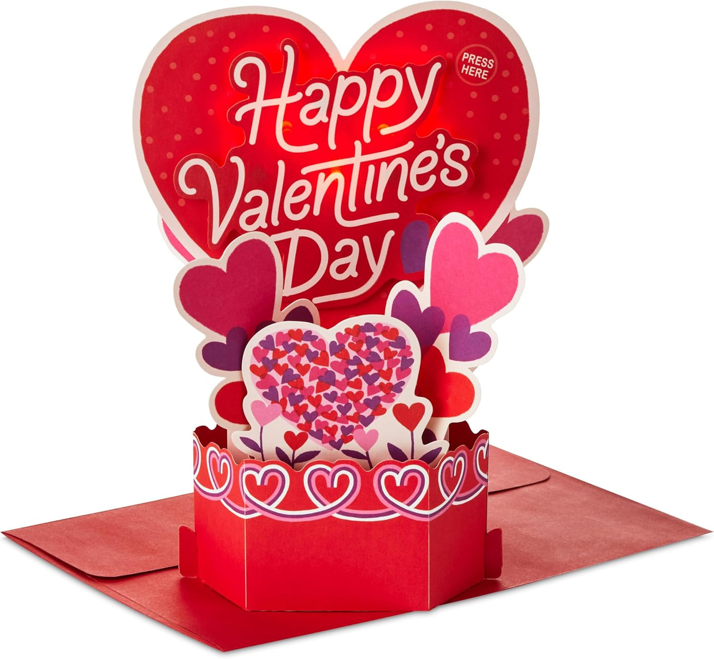 Hearts Scene Design 3D Pop Up Musical Light Up Valentine's Card