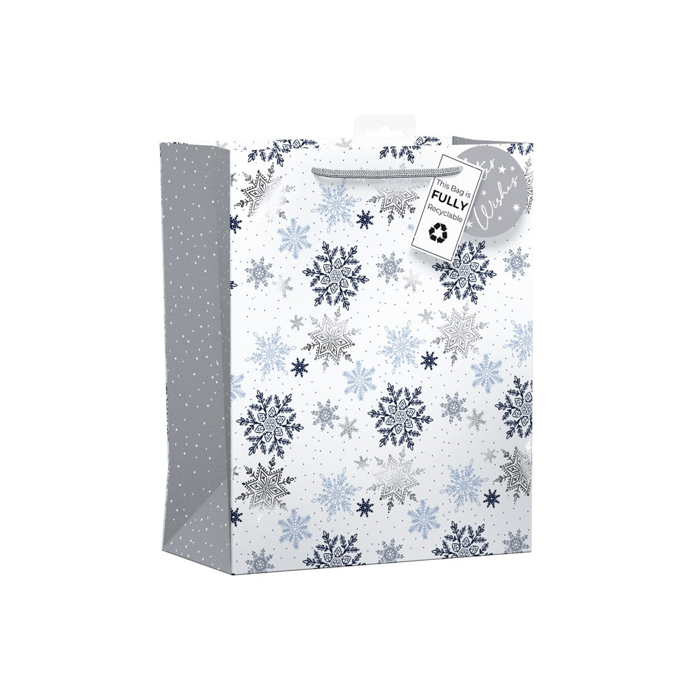 Pack of 12 Falling Snowflake Large Christmas Gift Bags