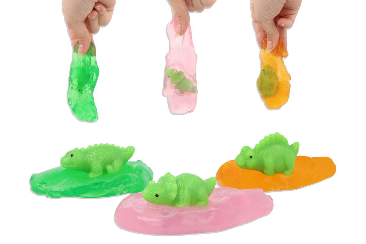 Pack of 12 Dinosaur Eggs with Squishy Baby Dinosaur in Slime