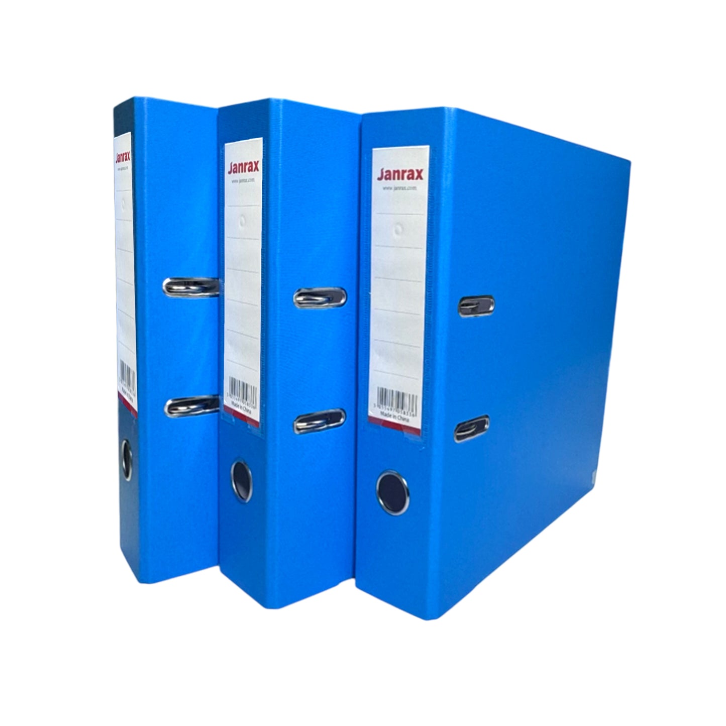 Pack of 3 A4 Light Blue Paperbacked Lever Arch Files by Janrax