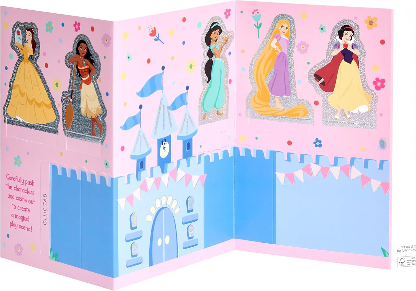Princess Castle Scene 5th Birthday Card with Activity Inside