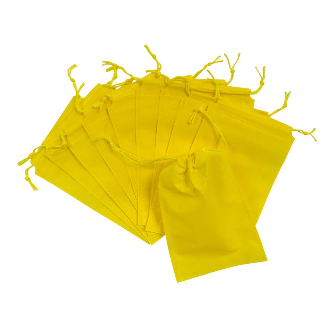 Pack of 100 Yellow Coloured 20x15cm Non-Woven Drawstring Bags
