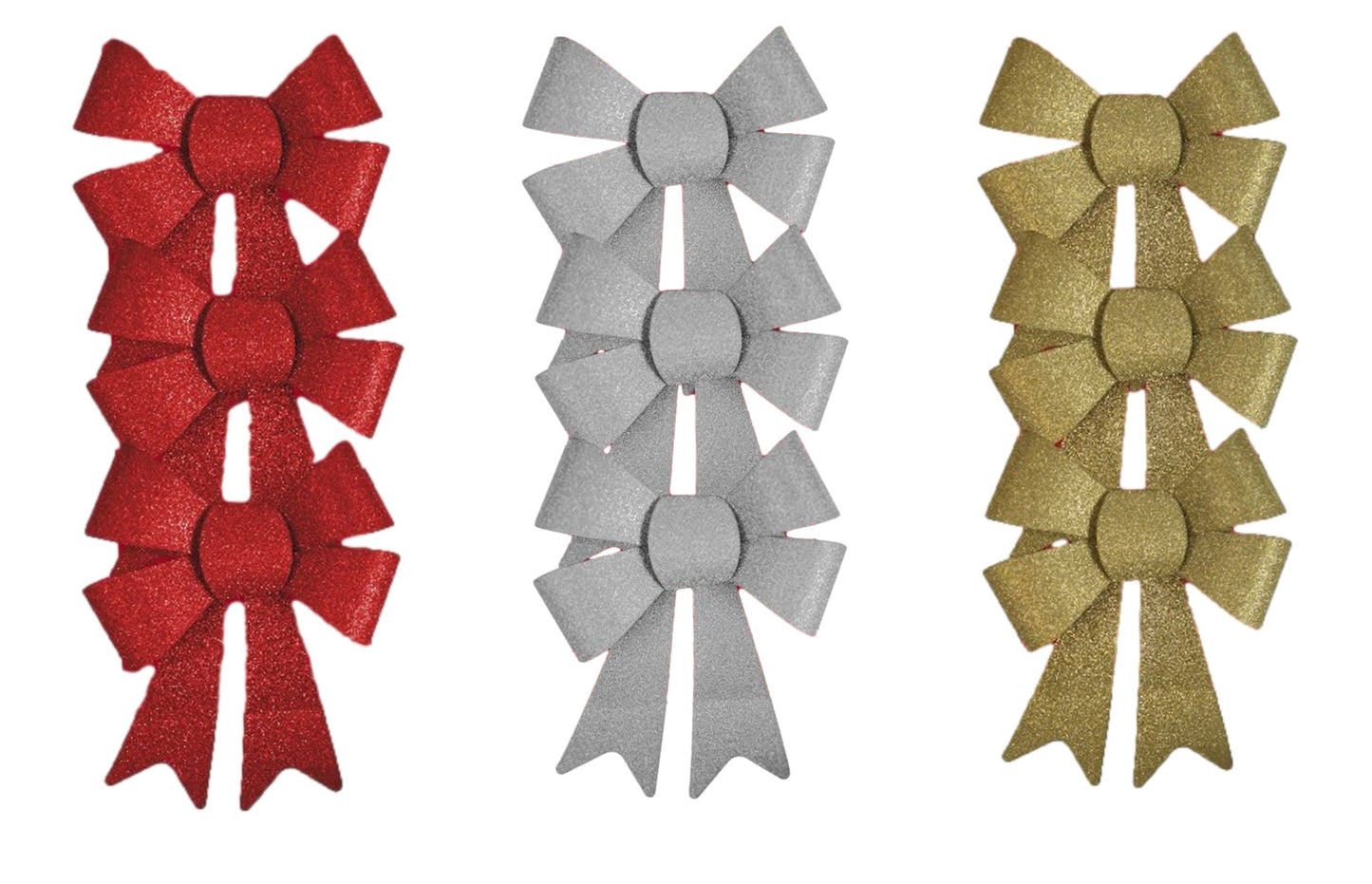 Pack of 9 Christmas Red, Gold, Silver Present Gift Bows