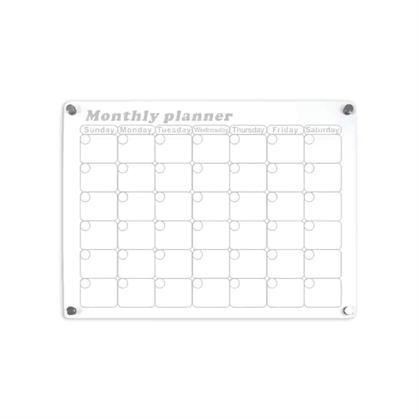 Glass Dry Erase Magnet Whiteboard Monthly Calendar Planner for Refrigerator 40x30cm