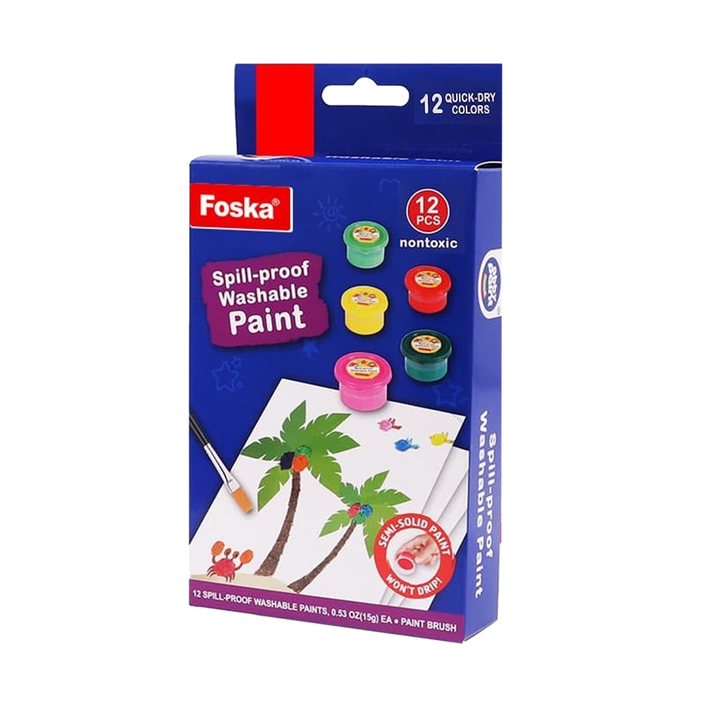 Pack of 12 Colors Spill-proof Washable Paints