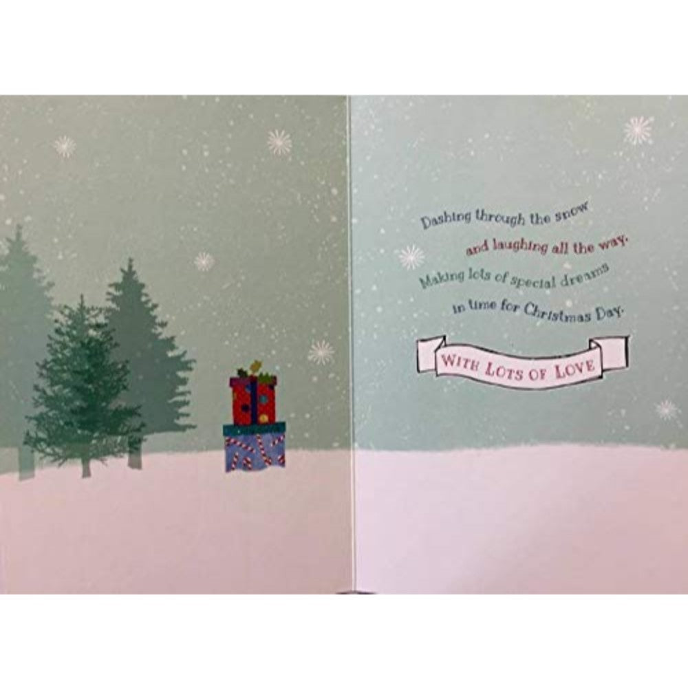 TRADITIONAL GODSON MALE CUTE NICE VERSE GLITTER CHRISTMAS GREETING CARD
