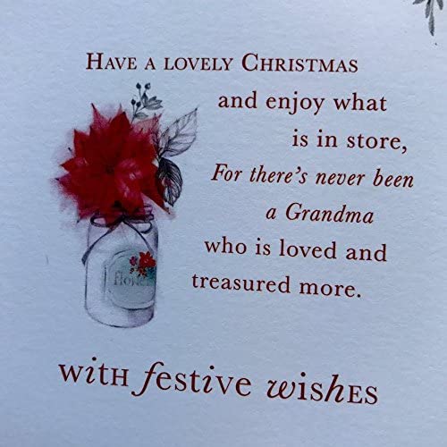 Grandma Festive Wishes Quality Christmas Flower Greeting Card {DC}