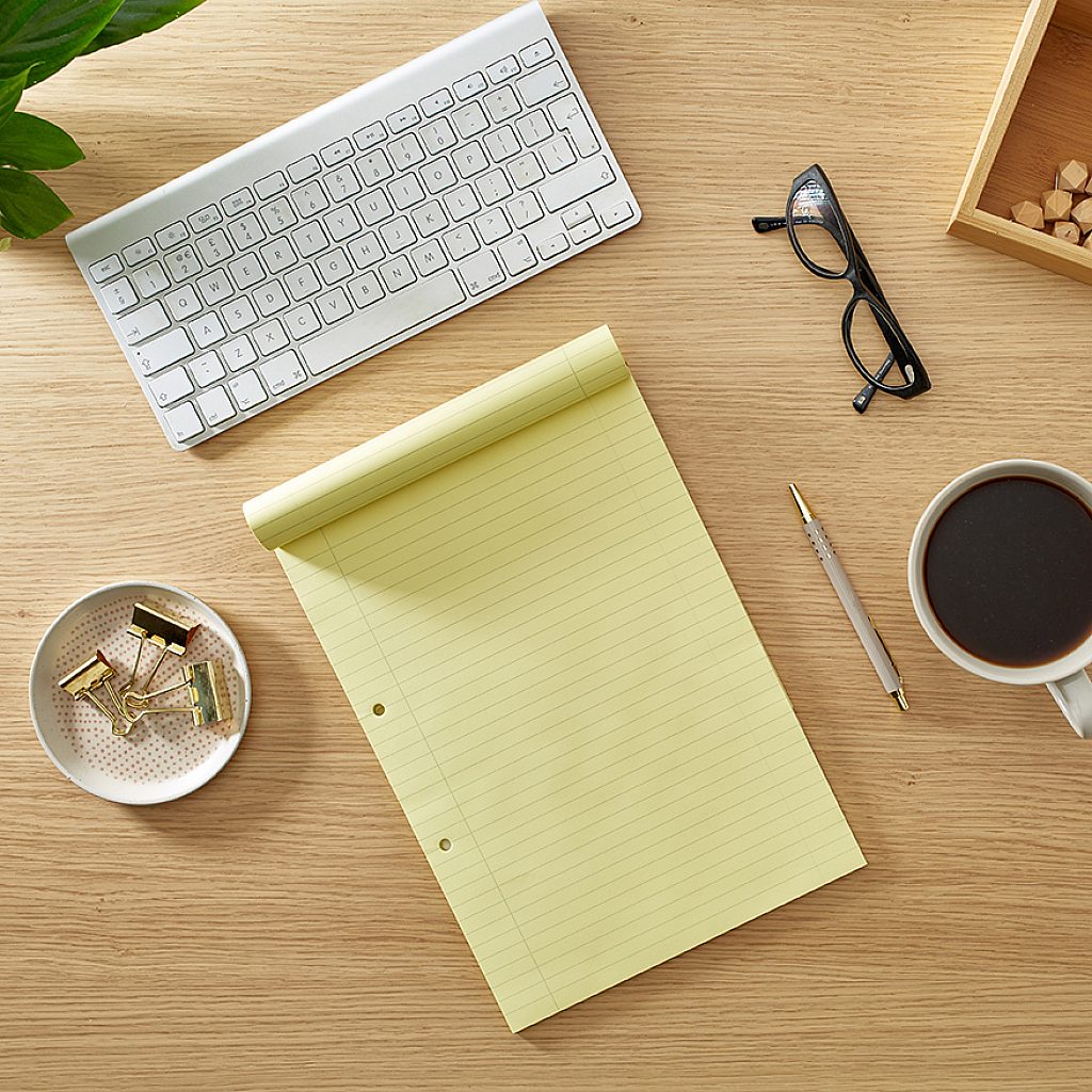 Pack of 6 Rhino A4 Yellow Paper 100 Page 8mm Lined with Margin Refill Pads