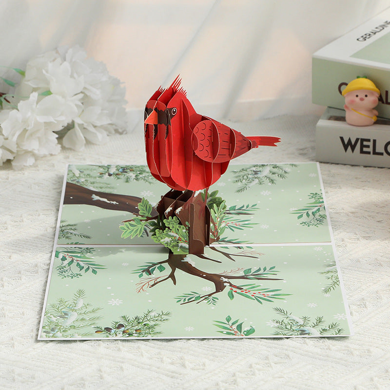 Red Cardinal Charm 3D Pop Up Greeting Card