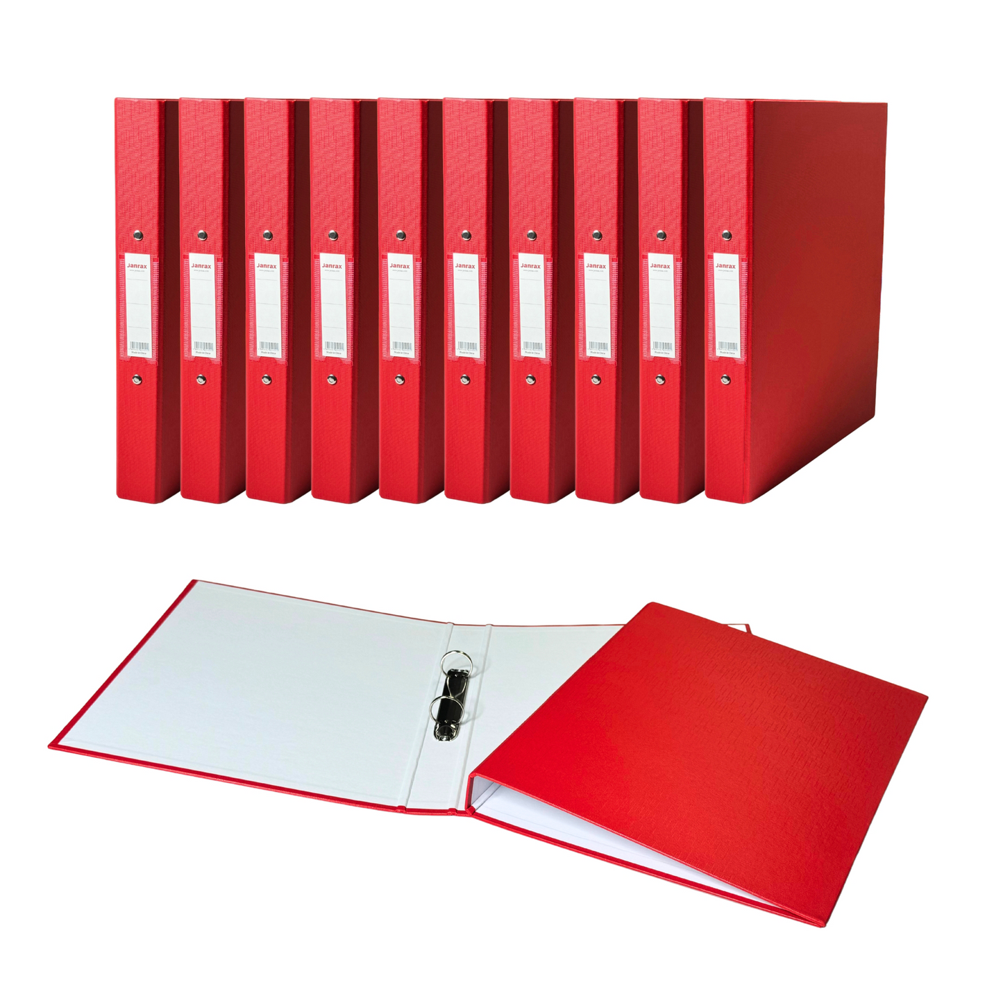 Pack of 20 A4 Red Paper Over Board Ring Binders by Janrax