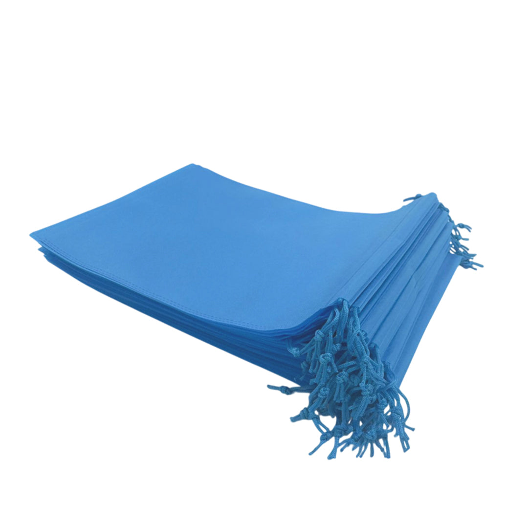 Pack of 25 Light Blue Coloured 32x22cm Non-Woven Drawstring Bags