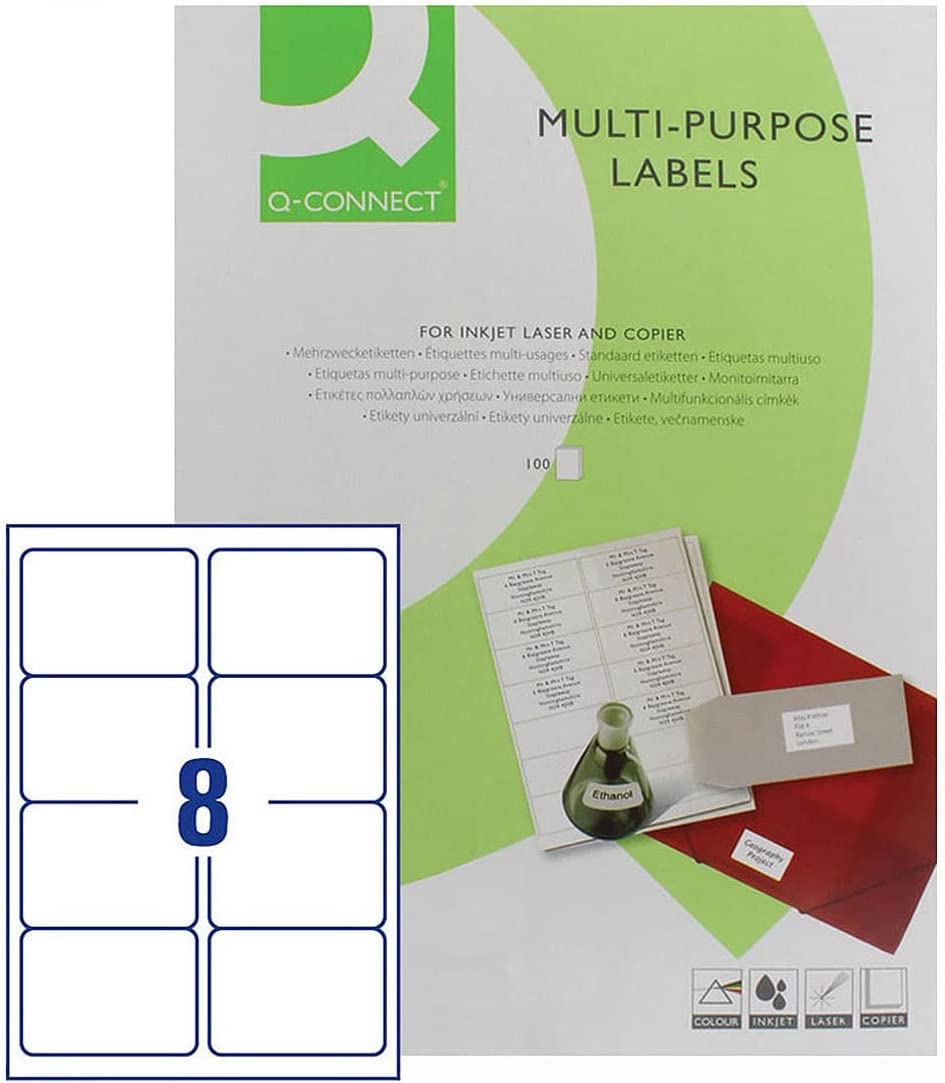 Pack of 800 A4 8 Per Sheet Multipurpose White Labels 99.1 x 67.7mm